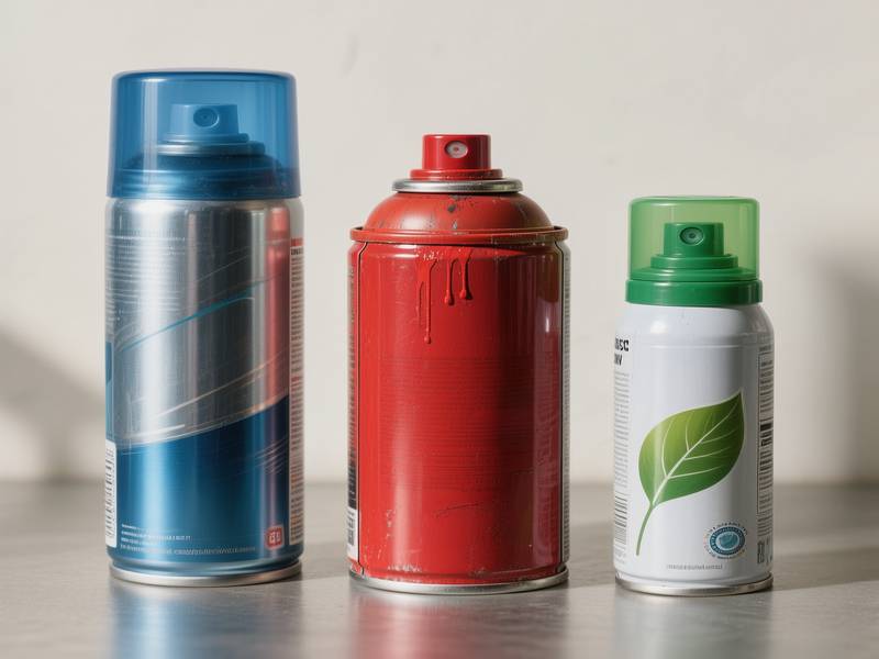 Différentes bombes aérosols (déodorant, peinture) séparées pour le tri.