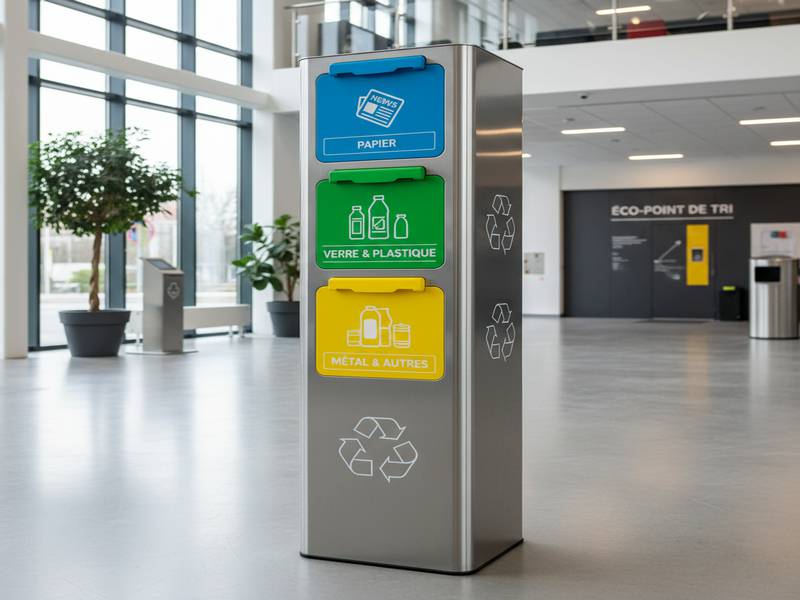 Poubelle de tri sélectif 3 compartiments format vertical Totem