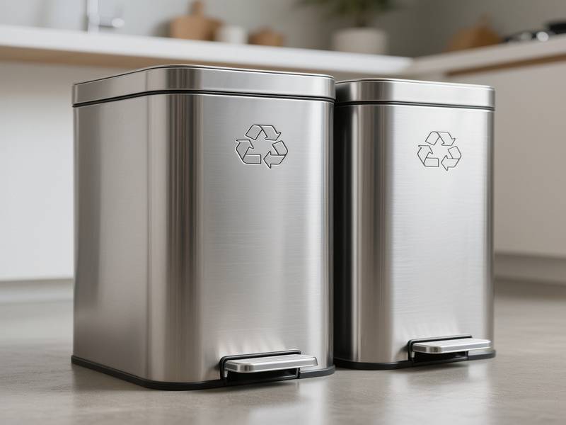 Poubelle de tri sélectif en acier inoxydable brossé