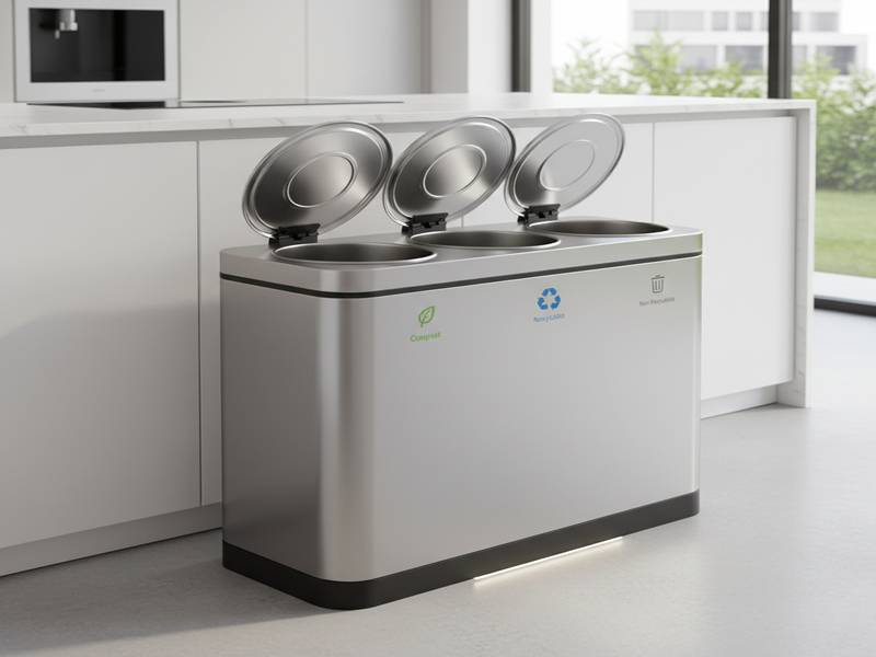Poubelle de tri sélectif inox haut de gamme, avec capteur automatique
