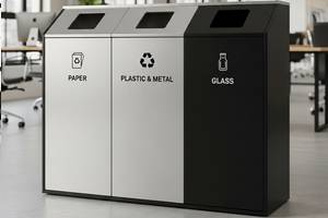 Station de tri sélectif design 3 bacs pour open space